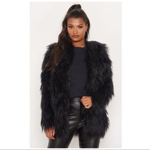 Black Shaggy Faux Fur Jacket